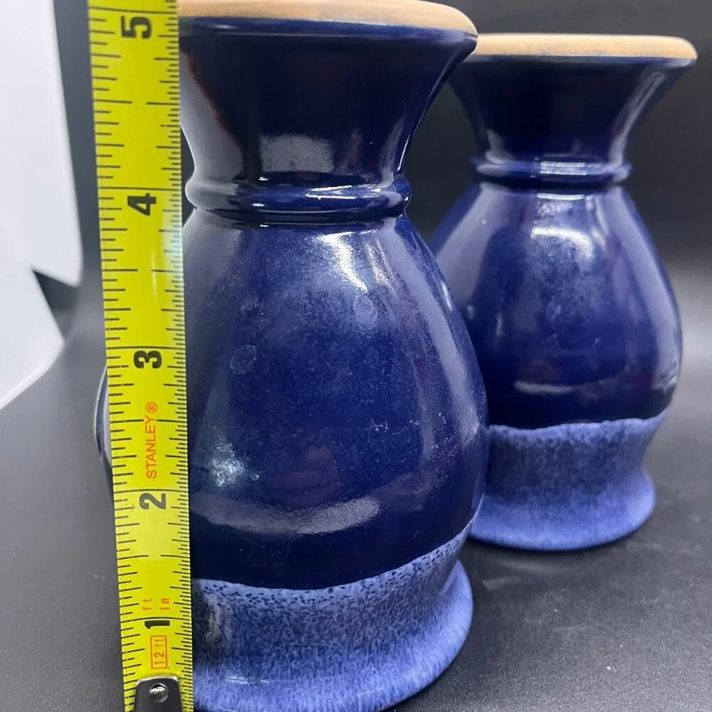2006 Arizona Renaissance Festival Pleasure Feast Glazed Pottery Blue Goblet Cups